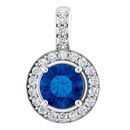 Genuine Sapphire Pendant in Platinum Genuine Sapphire & 1/5 Carat Diamond Pendant