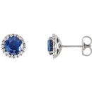 Genuine  Platinum Blue Sapphire & 0.17 Carat Diamond Earrings