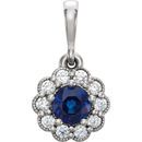 Platinum Blue Sapphire & 0.17 Carat Diamond Pendant