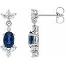 Genuine Sapphire Earrings in Platinum Genuine Sapphire & 3/8 Carat Diamond Earrings