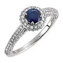 Platinum Blue Sapphire & 0.60 Carat Diamond Engagement Ring