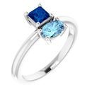 Genuine Sapphire Ring in Platinum Genuine Sapphire & Aquamarine Ring