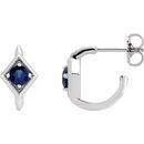 Genuine Sapphire Earrings in Platinum Genuine Sapphire Geometric Hoop Earrings