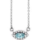 Genuine Zircon Necklace in Platinum Genuine Zircon & .05 Carat Diamond Halo-Style 16