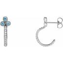 Genuine Zircon Earrings in Platinum Genuine Zircon & 1/4 Carat Diamond J-Hoop Earrings