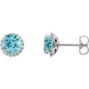 Genuine Zircon Earrings in Platinum Genuine Zircon & 1/8 Carat Diamond Earrings