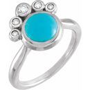 Genuine Turquoise Ring in Platinum Genuinebird Turquoise & .125 Carat Diamond Ring