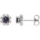 Color Change Chatham  Alexandrite Earrings in Platinum Chatham  Alexandrite & 1/2 Carat Diamond Earrings