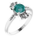 Color Change Created Alexandrite Ring in Platinum Chatham Created Alexandrite & 1/6 Carat Diamond Ring