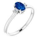 Chatham Created Sapphire Ring in Platinum Chatham Created Genuine Sapphire & .04 Carat Diamond Ring