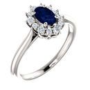 Genuine Platinum Genuine Chatham Blue Sapphire & 0.17 Carat Diamond Ring