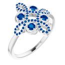 Chatham Created Sapphire Ring in Platinum Chatham Created Genuine Sapphire & 1/6 Carat Diamond Clover Ring