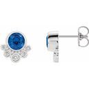 Genuine Chatham Created Sapphire Earrings in Platinum Chatham Created Genuine Sapphire & 1/8 Carat Diamond Earrings