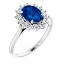 Chatham Created Sapphire Ring in Platinum Chatham Created Genuine Sapphire & 3/8 Carat Diamond Ring