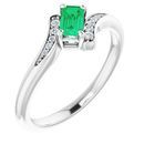 Chatham Created Emerald Ring in Platinum Chatham Created Emerald & .04 Carat Diamond Ring