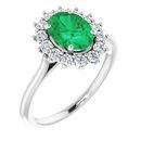 Chatham Created Emerald Ring in Platinum Chatham Created Emerald & 3/8 Carat Diamond Ring