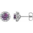 Color Change Chatham  Alexandrite Earrings in Platinum Chatham Lab- Alexandrite & 1/4 Diamond Earrings