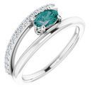 Chatham Created Alexandrite Ring in Platinum Chatham Lab-Created Alexandrite & 1/8 Carat Diamond Ring