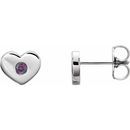 Color Change Chatham  Alexandrite Earrings in Platinum Chatham Lab- Alexandrite Heart Earrings