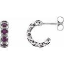 Color Change Chatham  Alexandrite Earrings in Platinum Chatham Lab- Alexandrite Hoop Earrings
