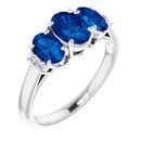 Created Sapphire Ring in Platinum Chatham Lab-Created  Sapphire & .05 Carat Diamond Ring