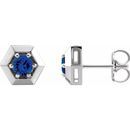 Genuine Chatham Created Sapphire Earrings in Platinum Chatham Lab-Created Genuine Sapphire Geometric Earrings