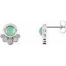Genuine Chrysoprase Earrings in Platinum Chrysoprase & 1/8 Carat Diamond Earrings