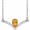 Golden Citrine Necklace in Platinum Citrine & .06 Carat Diamond 18