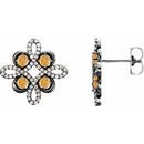 Golden Citrine Earrings in Platinum Citrine & 1/4 Carat Diamond Earrings