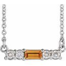 Golden Citrine Necklace in Platinum Citrine & 1/5 Carat Diamond 16