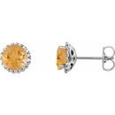 Golden Citrine Earrings in Platinum Citrine & 1/6 Carat Diamond Earrings