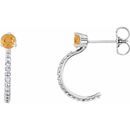 Golden Citrine Earrings in Platinum Citrine & 1/6 Carat Diamond Hoop Earrings