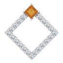 Golden Citrine Pendant in Platinum Citrine & 3/8 Carat Diamond Pendant