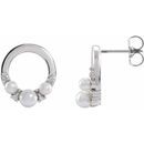 Genuine Seed Pearl Earrings in Platinum Cultured Seed Pearl & .06 Carat Diamond Circle Earrings