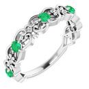 Emerald Ring in Platinum Emerald & .02 Carat Diamond Vintage-Inspired Scroll Ring
