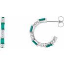 Genuine Emerald Earrings in Platinum Emerald & 1/2 Carat Diamond Earrings
