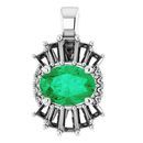 Natural Emerald Pendant in Platinum Emerald & 1/3 Carat Diamond Pendant