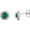 Platinum Emerald & 0.33 Carat Diamond Earrings