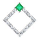 Natural Emerald Pendant in Platinum Emerald & 3/8 Carat Diamond Pendant