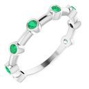 Emerald Ring in Platinum Emerald Bezel-Set Bar Ring