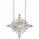 Real Opal Necklace in Platinum Ethiopian Opal & .08 Carat Diamond Celestial 16-18