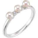 Platinum Freshwater Pearl & .03 Carat Diamond Stackable Ring