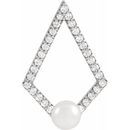 Real Cultured Freshwater Pearl Pendant in Platinum Freshwater Cultured Pearl and 1/4 Carat Diamond Pendant