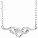 Real Cultured Freshwater Pearl Necklace in Platinum Freshwater Cultured Pearl Bar 16