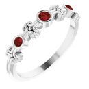 Red Garnet Ring in Platinum Garnet Bezel-Set Ring