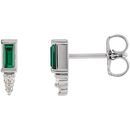 Pink Tourmaline Earrings in Platinum Green Tourmaline & .04 Carat Diamond Bar Earrings