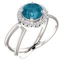 Buy Platinum London Blue Topaz & 0.10 Carat Diamond Halo-Style Ring