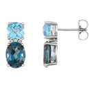 Platinum London Blue Topaz, Swiss Blue Topaz & .01 Carat Diamond Earrings