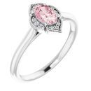 Pink Morganite Ring in Platinum Morganite & .03 Carat Diamond Ring