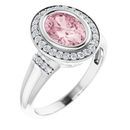 Pink Morganite Ring in Platinum Morganite & 1/5 Carat Diamond Ring